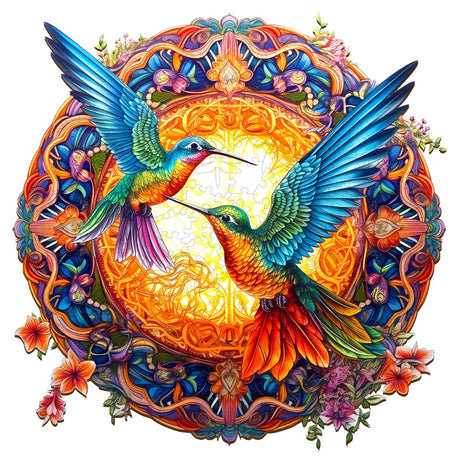 Woodemon Wooden Jigsaw Puzzles, Mandala Hummingbirds (200pcs-M-11.8 * 11.8in) Wooden Puzzles for Adults Kids, Unique Shape Animal Wood Puzzles Adults Christmas Puzzles Xmas Birthday Gifts Woodemon