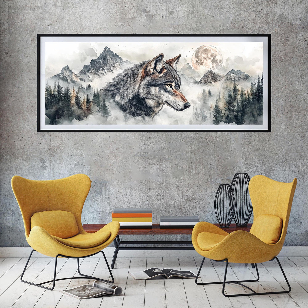 SKRYUIE 5D Large Diamond Painting Kits Wolf - DIY Diamond Art Kits for Adults Scenery, Full Round Drill - Crystal Embroidery Cross Stitch - Craft for Wall & Office Decor - 12x30 inch / 30x80 cm SKRYUIE