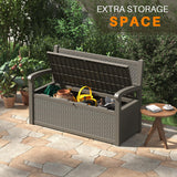 GULAIMOAO 80 Gallon Outdoor Storage Box, Resin Patio Furniture with Armrest, Lockable Deck Box with Waterproof and UV Resistant for Patio Cushions, Garden Tools and Pool Supplies, Grey GULAIMOAO