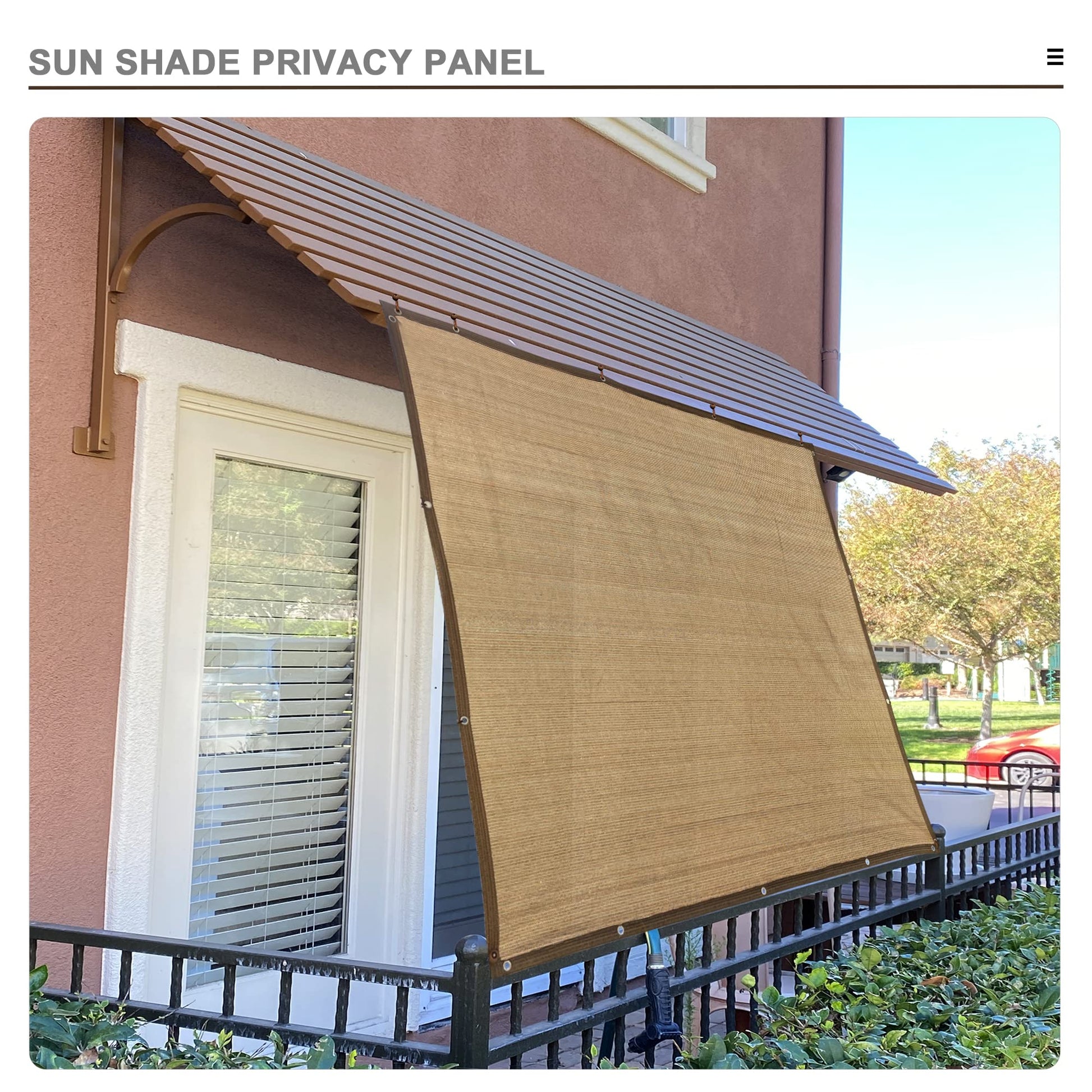 Alion Home Sun Shade Panel Privacy Screen with Grommets on 4 Sides for Outdoor, Patio, Awning, Window Cover, Pergola (8' x 6', Walnut) - WoodArtSupply