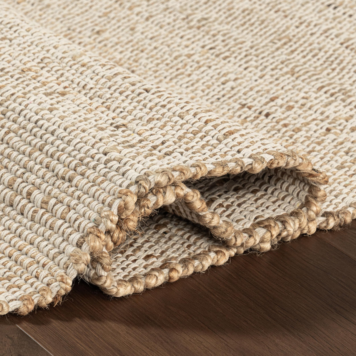 nuLOOM 7'6" x 9'6" Elfriede Jute & Cotton Hand Woven Area Rug, Natural, Solid Rustic Farmhouse Style, Weaved Design, Natural Fiber, For Bedroom, Living Room, Dining Room, Hallway, Office, Entryway nuLOOM