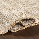 nuLOOM 7'6" x 9'6" Elfriede Jute & Cotton Hand Woven Area Rug, Natural, Solid Rustic Farmhouse Style, Weaved Design, Natural Fiber, For Bedroom, Living Room, Dining Room, Hallway, Office, Entryway nuLOOM