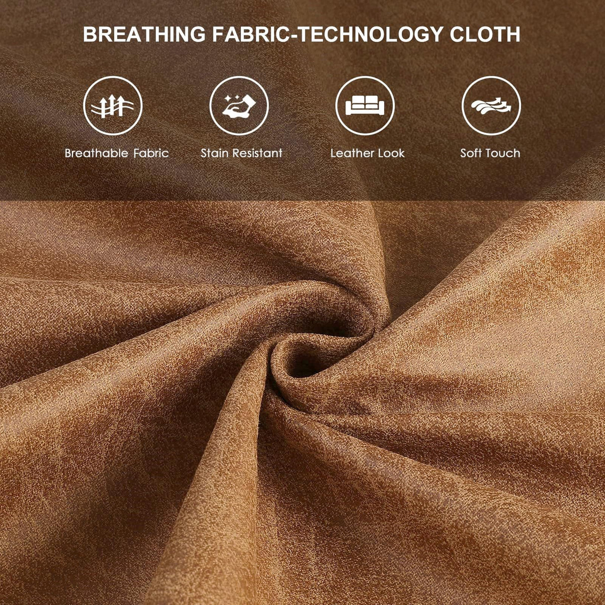 HIFIT Sectional Couches Set for Living Room, 68'' Mid Century Modern Faux Leather Sofa Couch w/Tufted Deep Love Seat & 2 Pillow, Home Sofa Living Room Small Couch for Bedroom, Office, Apartment, Brown HIFIT