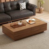 Mid-Century Modern Expandable Coffee Table, 47.2"-81.8" Adjustable Walnut Center Table with Large Hidden Storage for Living Room NessCarsti