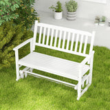 Giantex White Outdoor Glider Bench Chair for Two – Stylish & Sturdy Rocking Loveseat with Smooth Gliding Motion Giantex