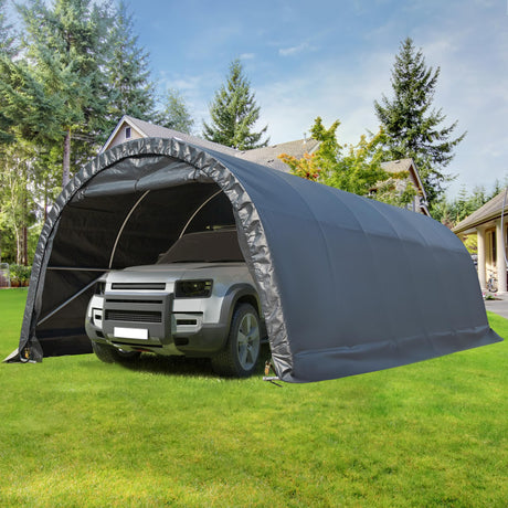 MELLCOM 12 x 24 FT Heavy Duty Carport, Portable Garage with Reinforced All-Steel Frame and Round Style Roof, Anti-Snow All Covered Car Canopy Outdoor Waterproof Storage Shelter for Car, Truck, Boat MELLCOM