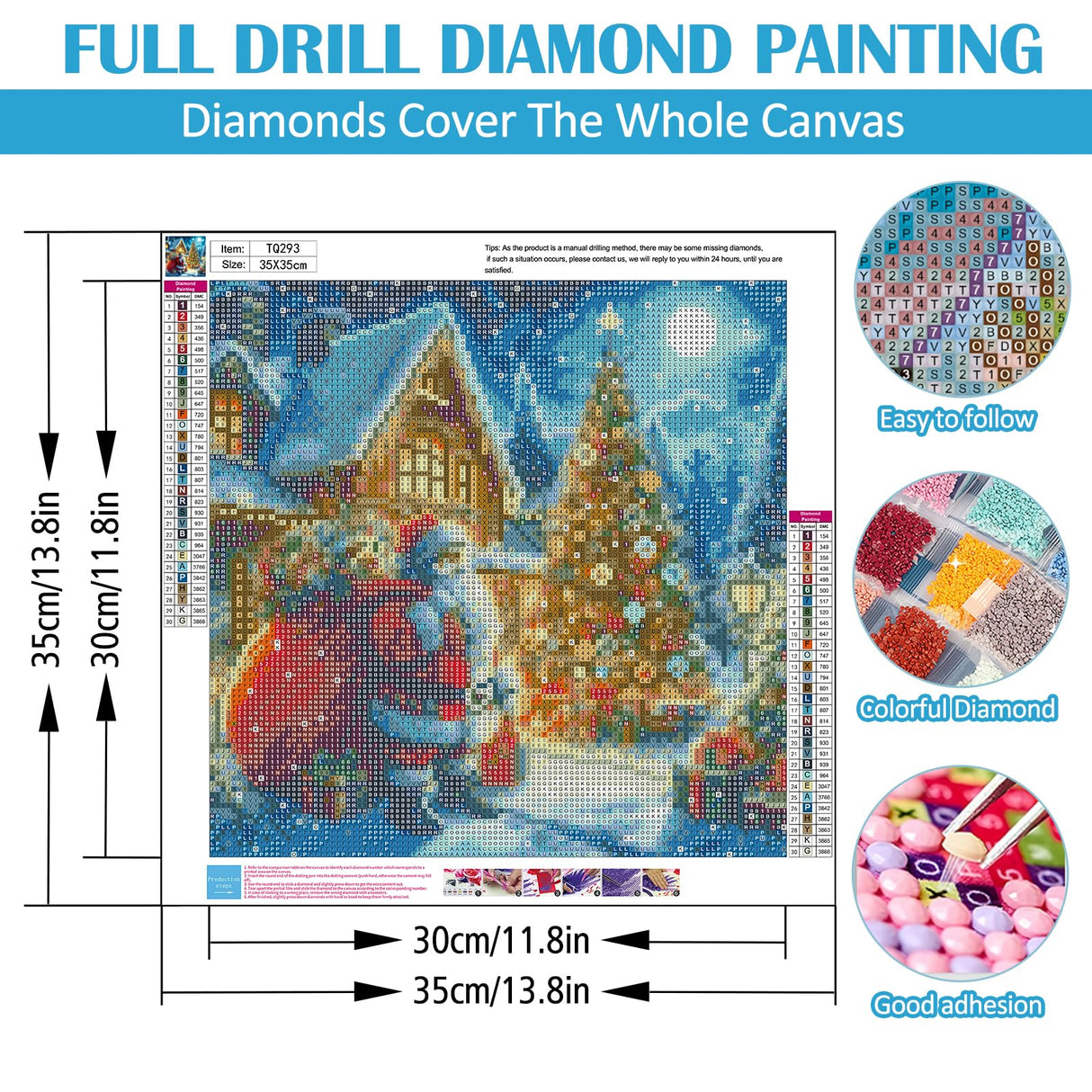 Santa Claus House Diamond Painting Kits for Adults, 5D Winter Diamond Art Kits for Adults Beginners, DIY Full Round Drill Diamond Dot Painting Gem Art Kits for Adult, Home Wall Decor 13.8x13.8 Inch LKHMVCA