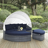 Modway Summon Outdoor Patio Daybed with Canopy and Sunbrella Cushions in Canvas Navy Modway