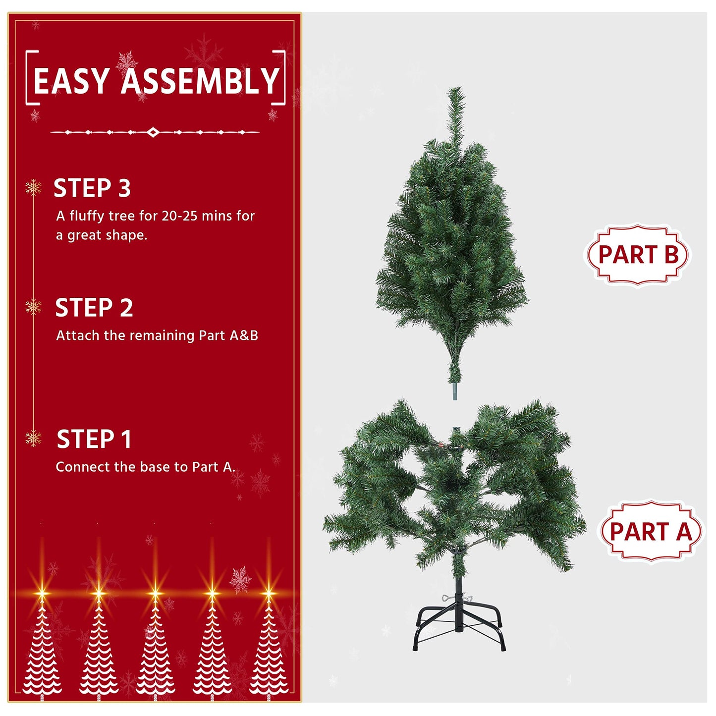 Yaheetech 4.5ft Premium Spruce Hinged Artificial Full Christmas Tree with 320 Branch Tips Holiday Xmas Tree with Metal Hinges and Foldable Base for Home Party Office Decoration