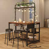 Jocoevol Kitchen Island with Storage, Bakers Rack with Power Outlet, Island Table for Kitchen, Bakers Rack with Storage, Large Kitchen Island Table, Coffee Bar Table with Shelf,5 Racks, Rustic Brown Jocoevol