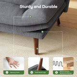 Marsail Futon Sofa Bed, Futon Couch with Adjustable Backrest & Armrests, Convertible Small Sleeper Sofa Bed for Small Apartments, Study Room, Office, Corduroy Loveseat, Dark Grey Marsail