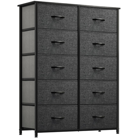 YITAHOME 10 Drawer Dresser - Fabric Storage Tower, Organizer Unit for Bedroom, Living Room, Hallway, Closets - Sturdy Steel Frame, Wooden Top & Easy Pull Fabric Bins - WoodArtSupply