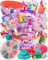 GirlZone My Cutie Pie Slime Kit, Fun Slime Making Kit for Girls to Make Butter Slime and Slime for Girls Keychains, Sensory Slime Kits for Girls GirlZone