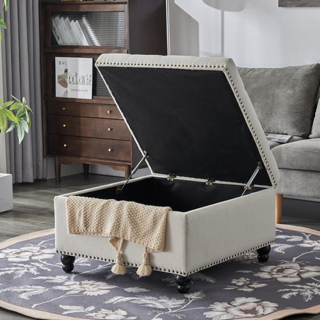 Polarisys Square Storage Ottoman Bench Ottoman Coffee Table Bench Oversized Coffee Table Ottoman Bench with Storage for Living Room Polarisys