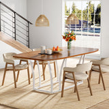 Tribesigns 71-Inch Farmhouse Dining Table, 6-8 People Rectangular Wood Kitchen Table, Rustic Wood Dinner Table for Dining Room, Kitchen, Living Room (Rustic Brown, Only Table) Tribesigns