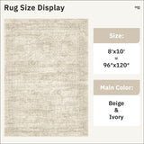 Soalmost Washable Area Rug 8x10, Large Soft Rugs for Living Room Vintage Beige Carpet 8x10 Area Rugs for Bedroom Dining Room Non-Slip Stain Resistant Under Table Rug Soalmost