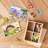 Melissa & Doug Dinosaurs 4-in-1 Wooden Jigsaw Puzzles in a Storage Box (48 pcs) - FSC Certified Melissa & Doug