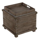 Cortesi Home Scusset Storage Chest Tray Ottoman in Fabric and Wood, Grey, 15.75"W x 15.75"L x 15.5"H Cortesi Home