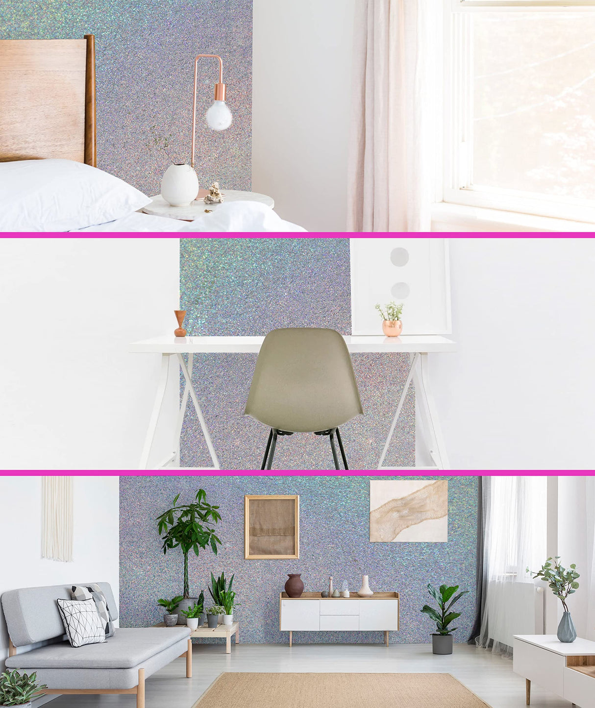 Glitter for Paint [5.3oz] – Holographic Silver with 2 x Buffing Pads – Glitter for Painting Walls for Luminous Paint Finish on Interior or Exterior Walls, Ceilings, and Wood - Glitter Paint Additive FBGC