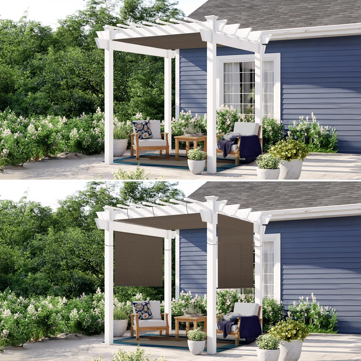 Patio Paradise 7' x 15' Pergola Canopy Replacement Cover Shade Cloth with Grommets Weighted Rods Outdoor Sun Shade Screen UV Block for Gazebo Backyard Deck Porch Balcony, Brown Patio