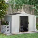 Outsunny 9' x 6' Outdoor Storage Shed, Garden Tool Metal Shed with Foundation Kit, Double Lockable Door, Air Vents and Sloping Roof, for Backyard, Patio, Lawn, Silver Outsunny