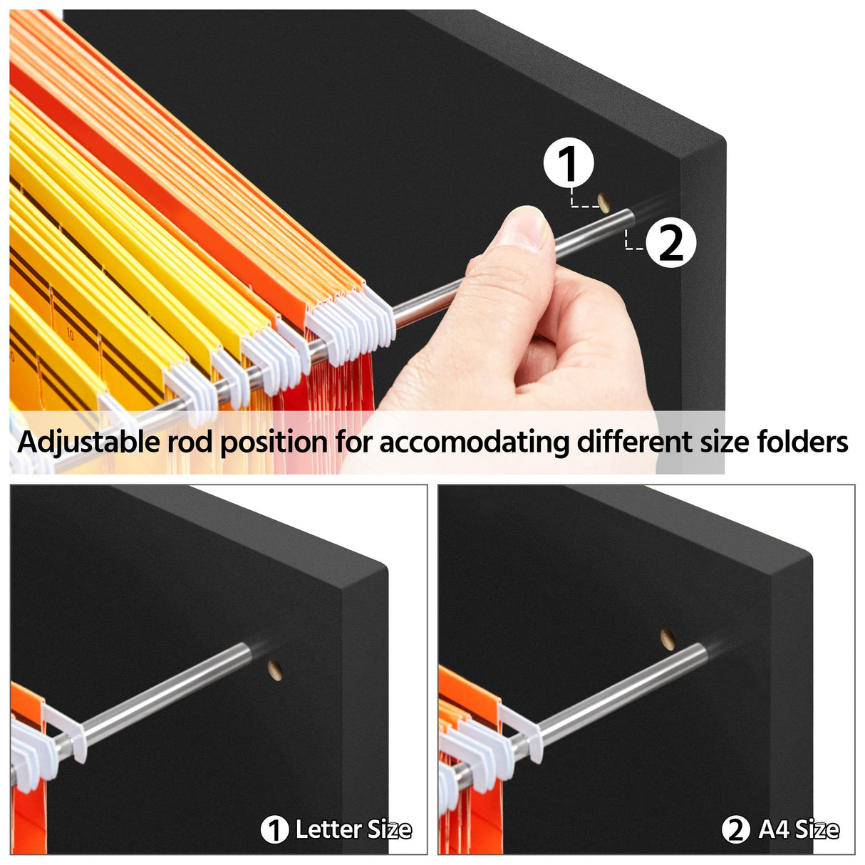 Yaheetech Black File Cabinet Large Mobile Storage Lateral Filing Cabinet with 2 Drawer and 4 Open Compartments,for Letter Size A4 Size, Printer Stand for Home Office, Black Yaheetech