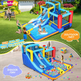 Whubefy 15x9.95Ft Bounce House Water Slide Park for Kids 3-6, Inflatable Water Slide Bouncy House with Slide,Big Pool,Bouncer Area,Blower, Blow Up Water Slides Jump Castle for Big Kids 8-12 Backyard Whubefy