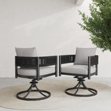 Grand patio Outdoor Dining Chair Set of 2, 2 Pieces Patio Dining Chairs, Metal Woven Wicker Swivel Patio Chairs with Grey Cushions for Backyard, Deck, Garden, Porch, Lawn and Poolside (Black) Grand patio