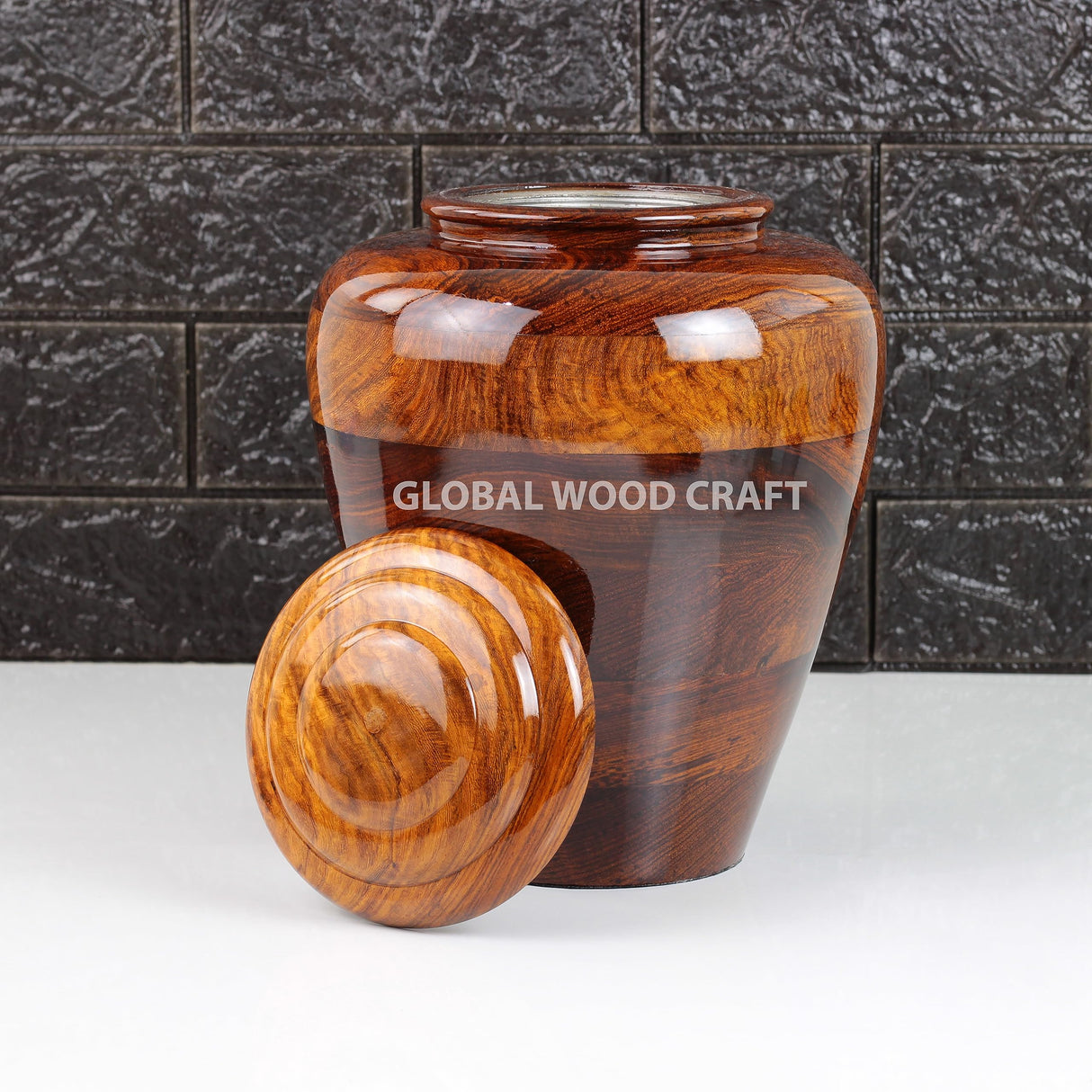 Rosewood Handmade Cremation Urn | Unique Design Turn Wood Adult Ash - Male & Female Ashes | Premium Quality Human Urns | Natural Wood Urn (Large) Generic