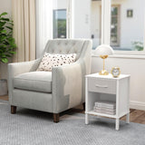 YAUKOMEL End Table Set of 2, White Nightstand with Fabric Drawer, Bed Side Table,Side Table, Modern Nightstand for Living Room,Bed Room,Small Space,11.4" x 15.3" x 21.6",White CTG68WB-2 YAUKOMEL