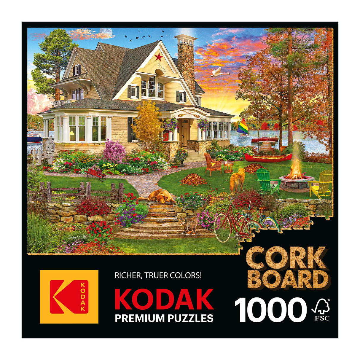RoseArt - Kodak Cork - Lakeside Home - 1000 Piece Jigsaw Puzzle for Adults RoseArt
