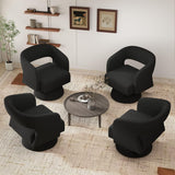 Nebuaegis Swivel Accent Chair Set of 2, Modern Comfy Teddy Barrel Chairs, Oversized Upholstered Round Arm Chair for Living Room, Bedroom, Reading Room, Black Nebuaegis