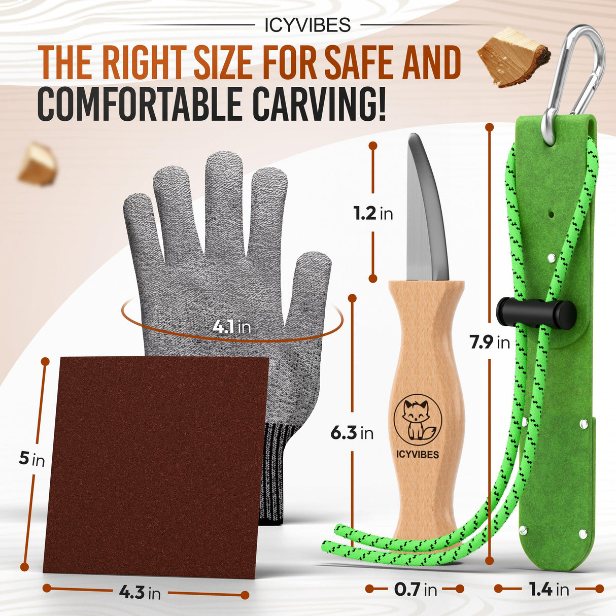 Premium Wood Carving Kit - 9pcs Whittling Knife Set for Beginners Craft Projects Gloves Chisel Pocket Friendly Working Tools Leather Perfect for Gifts and Creative Bowl Sharpener ICYVIBES