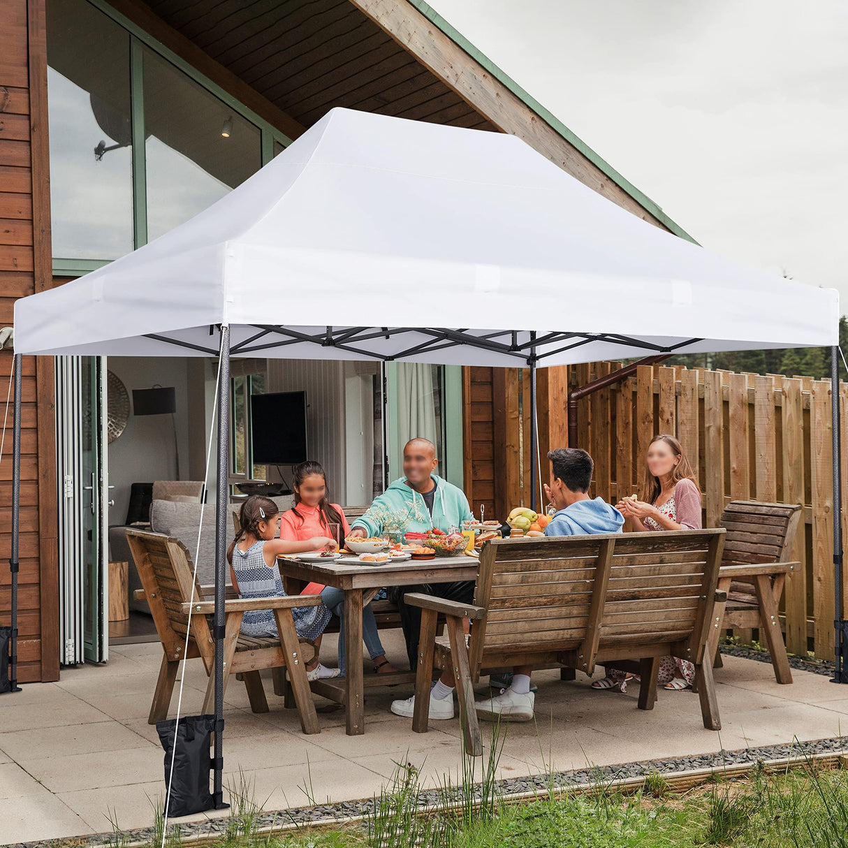 Yaheetech Heavy Duty Pop Up Canopy Tent, 10x15 Commercial Instant Shelter Tent, Outdoor Adjustable Canopy with Wheeled Bag, 4 Sandbags & 8 Stakes, White Yaheetech