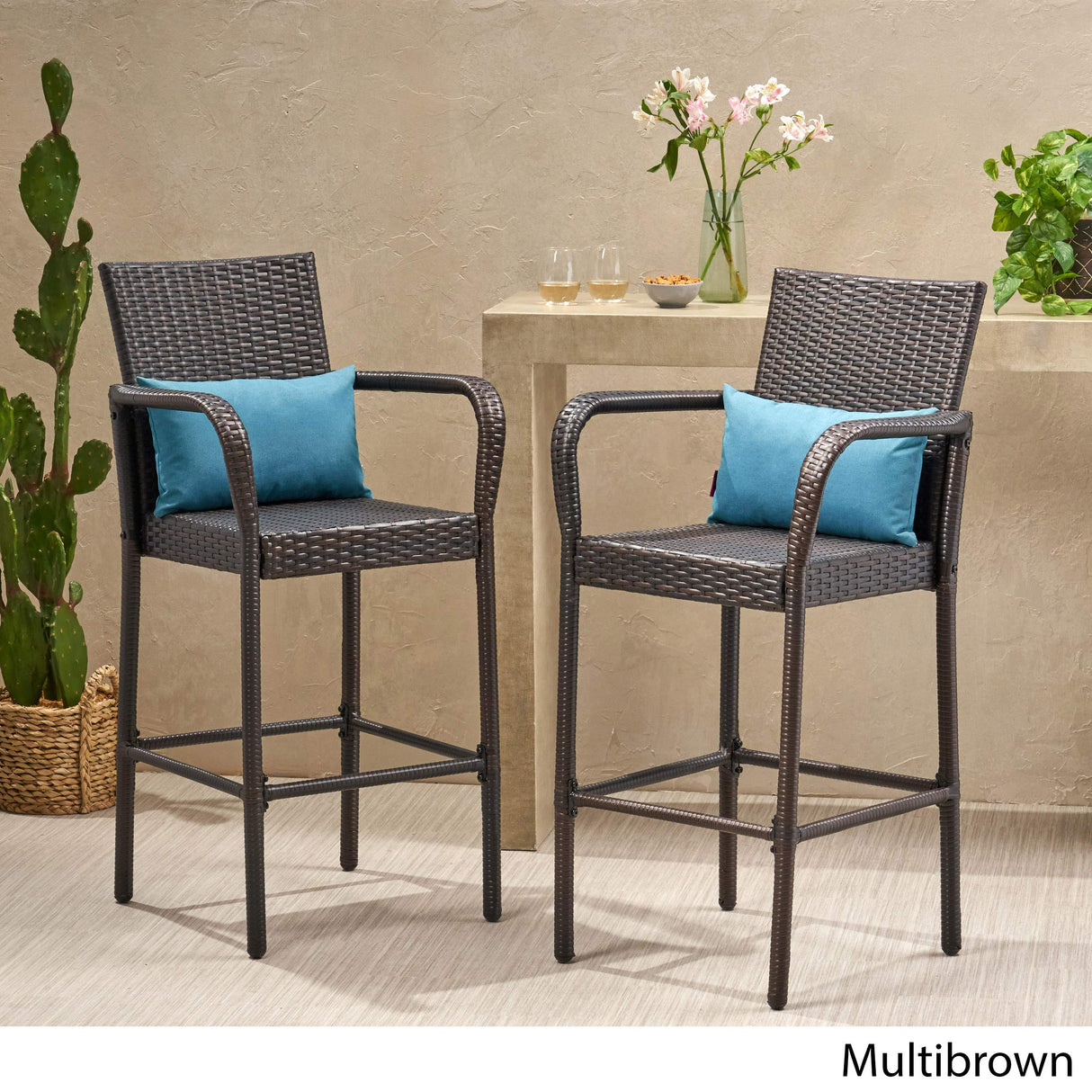 Christopher Knight Home Stewart Outdoor Bar Stool, Set of 2, Brown Christopher Knight Home