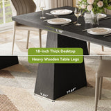 LITTLE TREE Dining Table for 6 People, Wooden Dining Table, Rectangle Table with Heavy Duty Legs, Modern Dining Table for Kitchen, Dining Room, Black LITTLE TREE