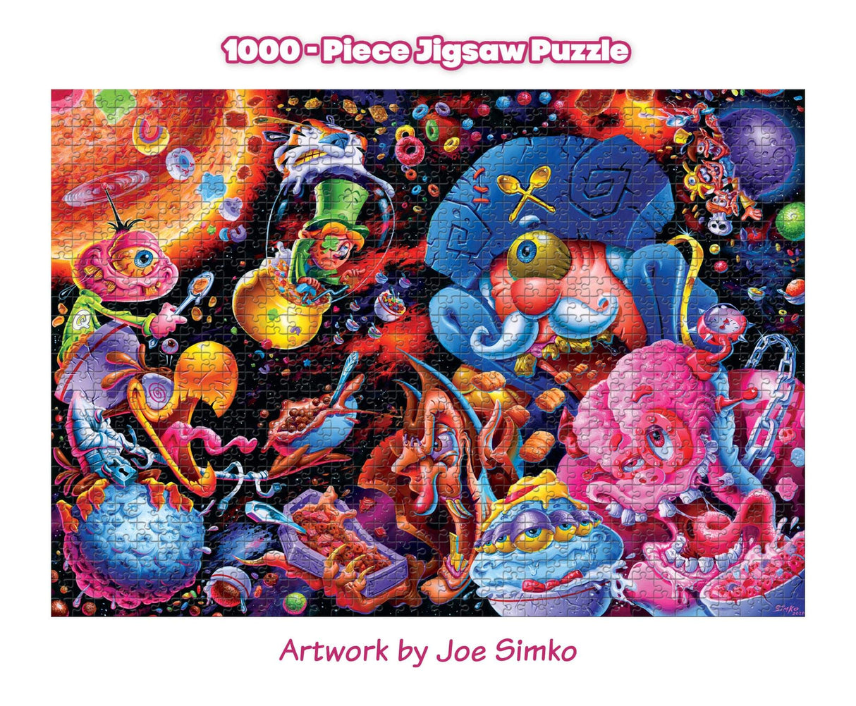 Cosmic Crunch Breakfast Cereal Monster Puzzle by Joe Simko | 1000 Piece Jigsaw Puzzle Toy | Interactive Brain Teaser for Family Game Night | 29 x 20 Inches Toynk