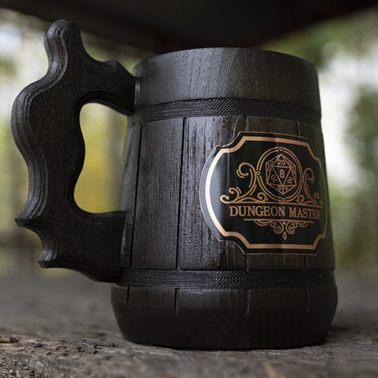 Fathers Day Gift for DM. Dungeon Master Beer Mug. Dungeon and Dragons Mug. Dungeon Master Stein. D&D Gift. Wooden Beer Stein. Best Gift. Wooden Beer Mug. Gamer Gift Beer Tankard K145 - WoodArtSupply