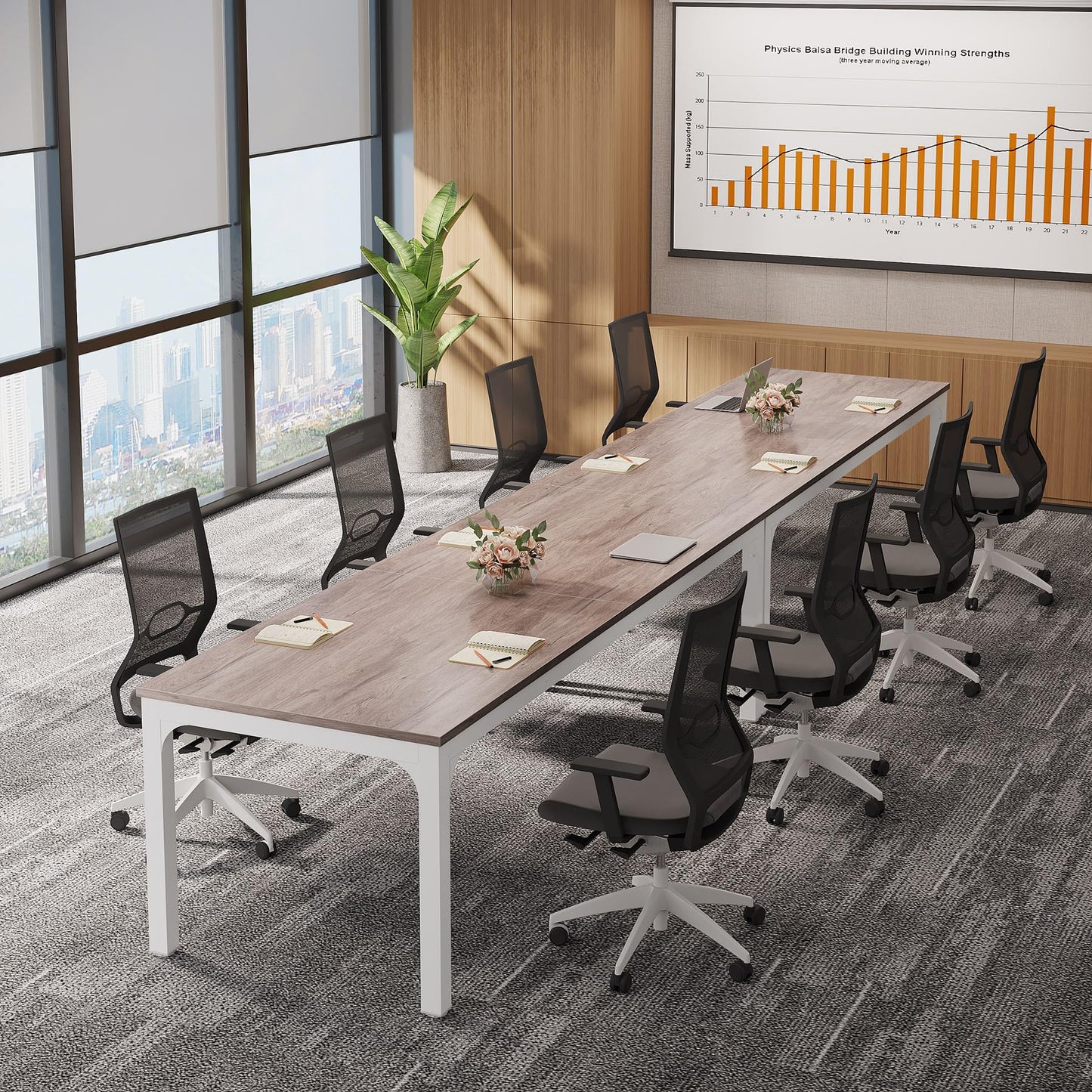 Tribesigns 6.5 FT Conference Room Table, 78.74" W x 27.56" D Large Office Conference Table, Modern Seminar Meeting Table Desk for Boardroom, Meeting Room (1, Oak) - WoodArtSupply