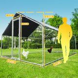Large Metal Chicken Coops 12.8Lx9.84Wx6.6H FT for 8/10/16 Chickens with Run, Walk in Chicken Run Chicken Pen with Cover and Feeding Door, Spire Poultry Cage Hen House Runs for Yard with Cover 797Audio