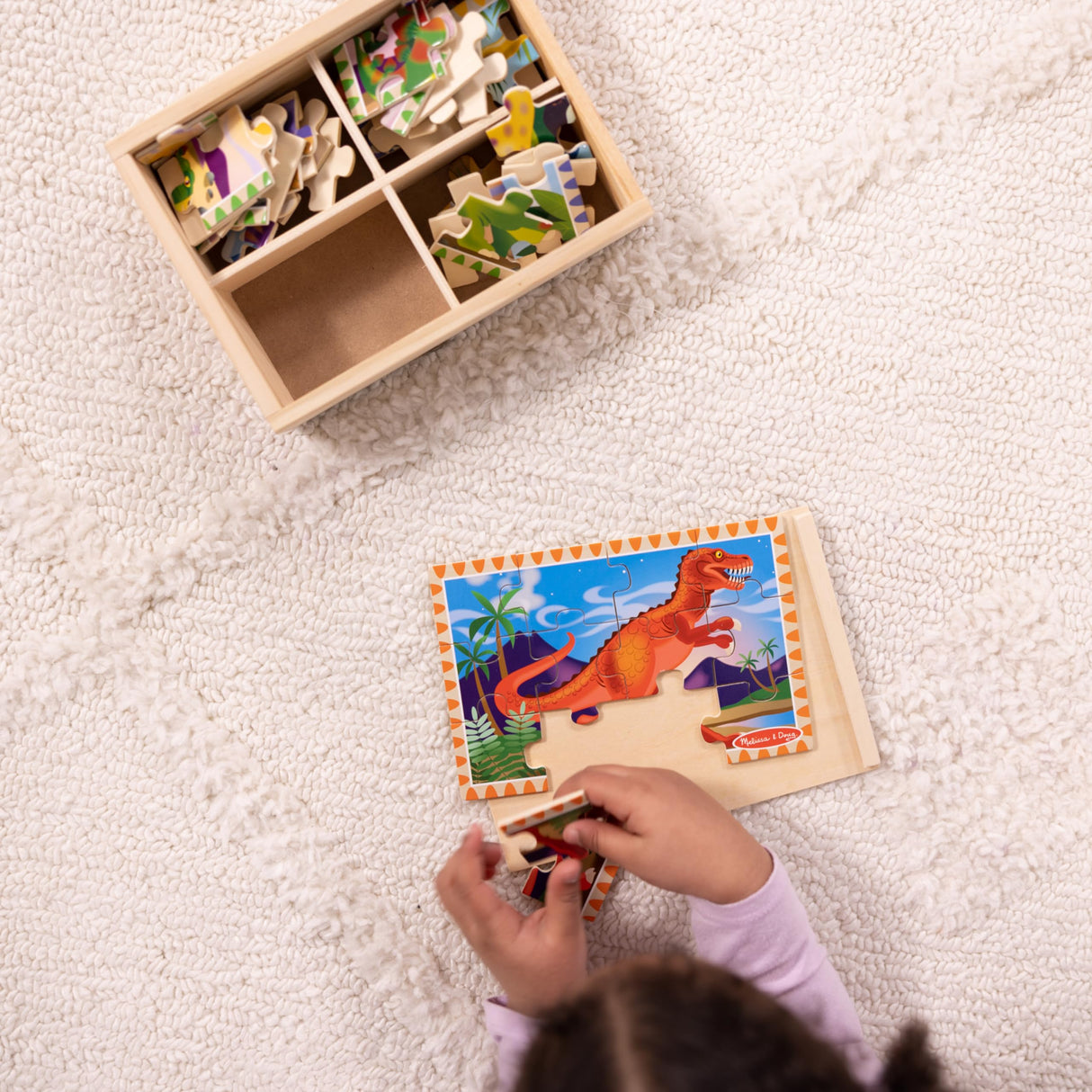 Melissa & Doug Dinosaurs 4-in-1 Wooden Jigsaw Puzzles in a Storage Box (48 pcs) - FSC Certified Melissa & Doug