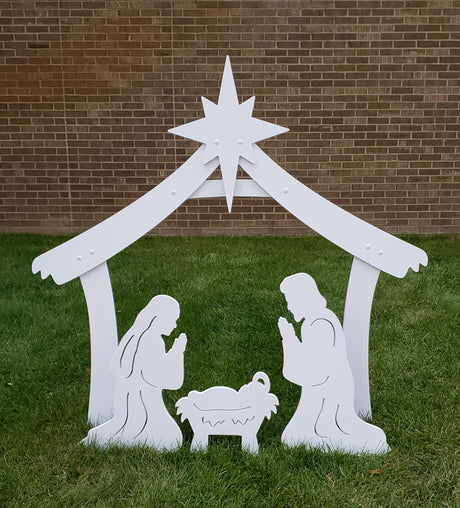 FrontYard Originals All-Weather Outdoor Holy Family Nativity, Waterproof, Made in USA, 4ft Tall, Durable Material, Simple Assembly, Easy Storage, Yard Nativity Set FrontYard Originals