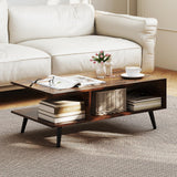 Giantex Coffee Table with Storage, Mid Century Modern Center Table for Living Room, Rectangle Tea Table with Open Storage Shelf & Floor-Anti-Scratching Tapered Metal Legs, Rustic Brown (Rustic Brown) Giantex