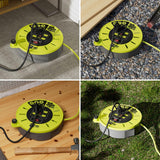 Masterplug 30ft Cassette Cord Reel, Retractable Extension Lead with Winding Handle, Safety Overload Circuit Breaker and Power Switch, 4x Grounded Outlets, 10amps, 16AWG Cable Masterplug