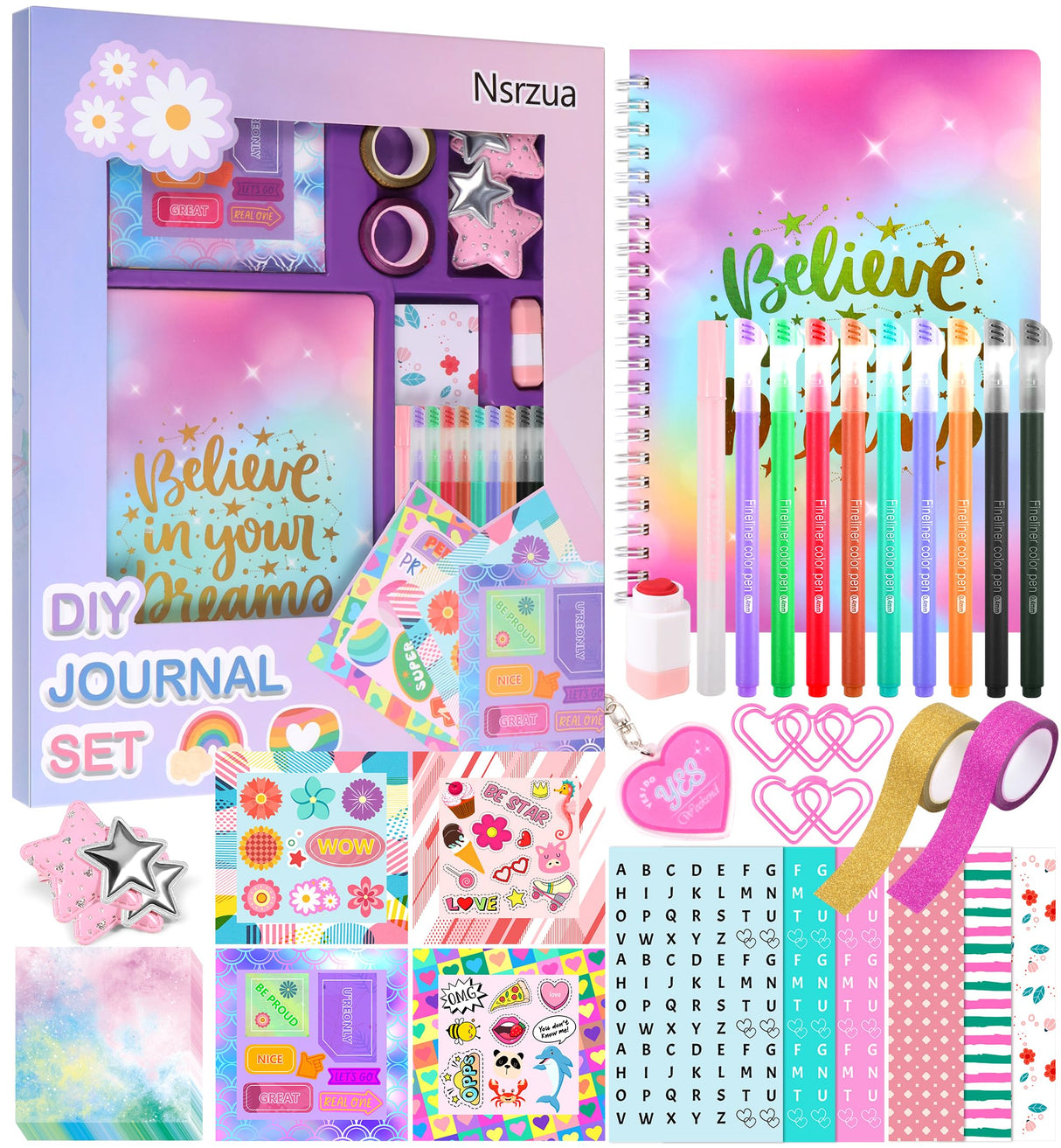 Nsrzua Gifts for 8 9 10 11 12 13 14 Year Old Girl - DIY Journal Kit for Girls,Toys for Ages 8-14 Girls and Birthday Gifts for Girls,Fun, Cute Art & Crafts Kits,Scrapbook & Diary Supplies Toy Set Nsrzua