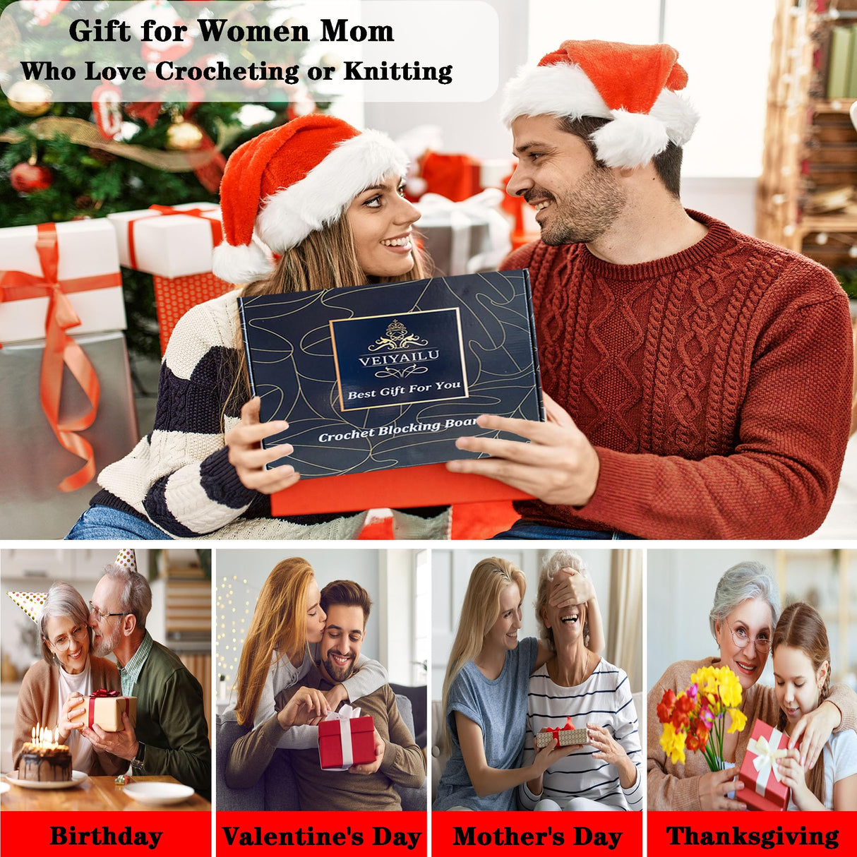 Crochet Blocking Board with 16 Pegs, 11x11 Inch: Granny Square Blocking Board - Gifts for Women, Mom, and Mother, Blocking Boards for Crochet Projects VEIYAILU