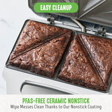 GreenLife Pro Electric Panini Press Grill and Sandwich Maker, Healthy Ceramic Nonstick Plates,Easy Indicator Light, PFAS-Free, Gray GreenLife