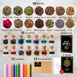 Witchcraft Supplies Kit for Witch Altar 54PCS - Spell Candles for Witches - Crystals Spell Jars for Witches - Herbs for Spells - Beginner Witch Starter Box - Witchcraft Kit Wyspell