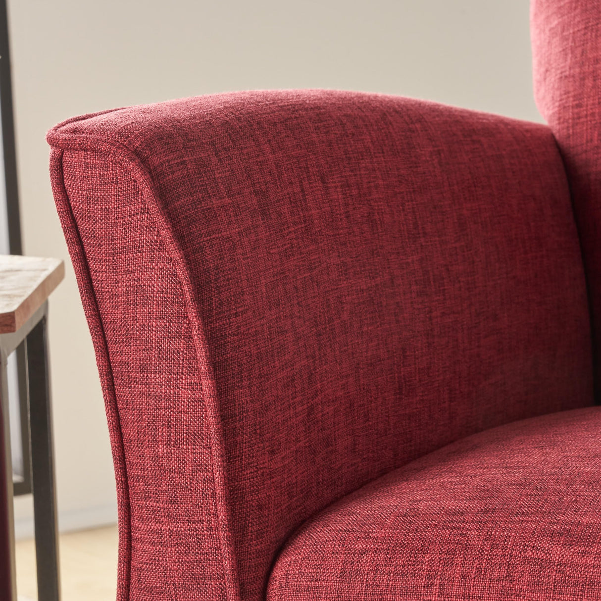 TREATLIFE HOME Traditionally-Inspired Armchair with Tweed Upholstery and Polished Legs, Retro Design, Red TREATLIFE HOME