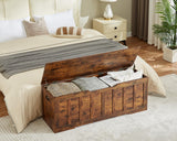 VANKILEY 51.2"Storage chest extra large,storage bench with 2 safety hinges,Shoe Bench,51.2*15.7*19.1inches,wooden trunk for bedroom,livingroom,entryway,Supports 220 lb,Easy Assembly(Rustic brown) VANKILEY